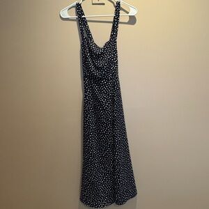 Kimchi Blue Dark Navy and White Polka Dot Midi Dress